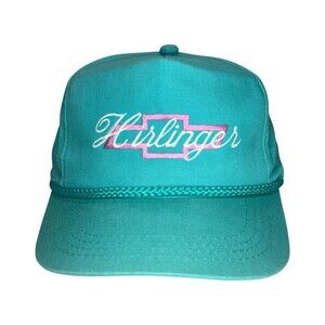 Vtg Chevrolet Chevy Snapback Hat Blue Pink Rope 90s Mens Turquoise Dealership